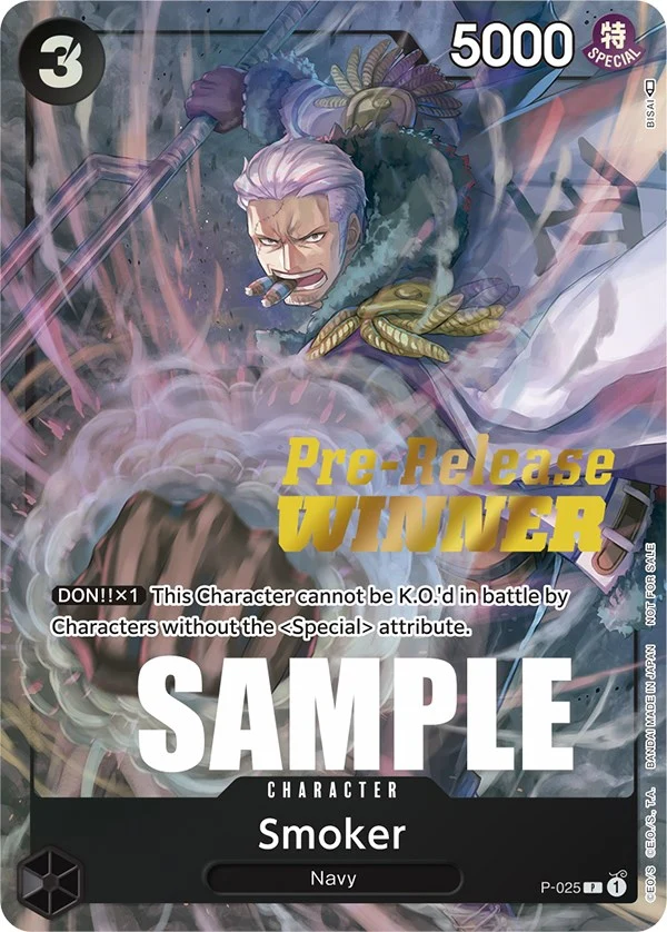 Smoker (Pre-Release) [Winner] (P-025) (One Piece Promotion Cards)