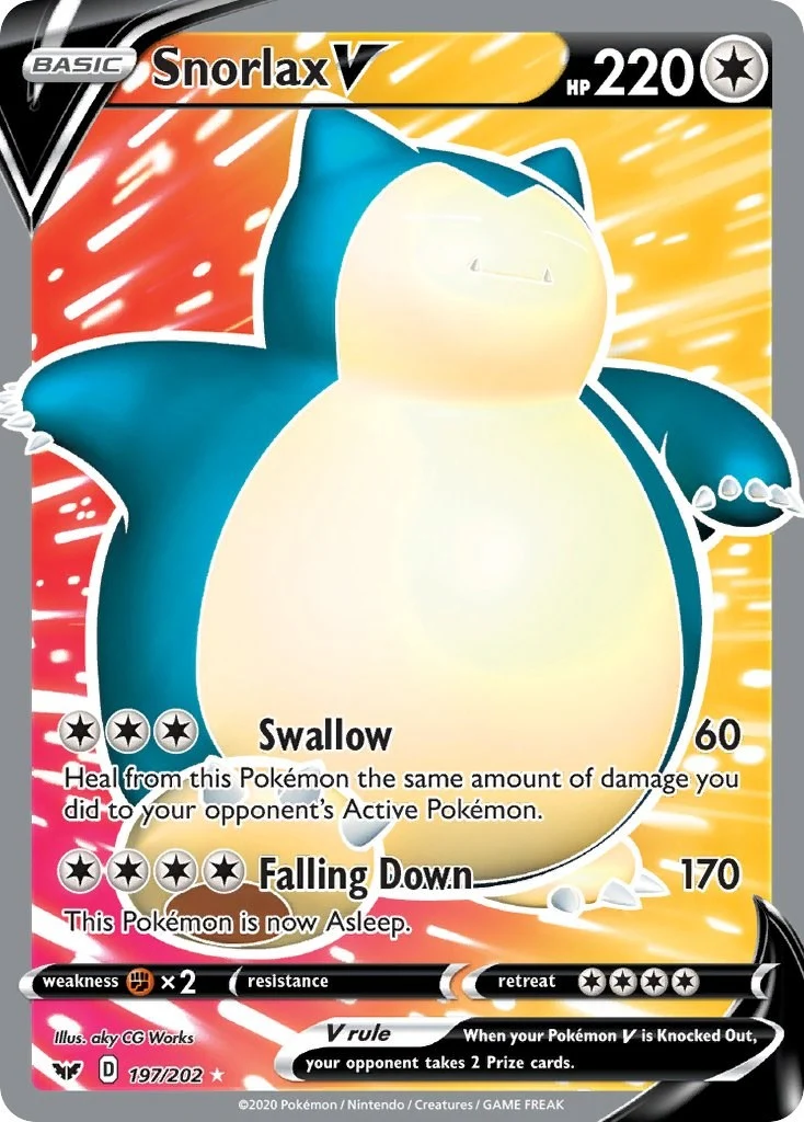 Snorlax V (Full Art) (197/202) (SWSH01: Sword & Shield Base Set)