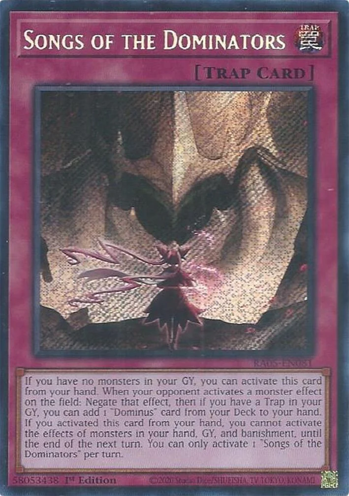 Songs of the Dominators (Secret Rare) (RA05-EN081) (Rarity Collection 5)