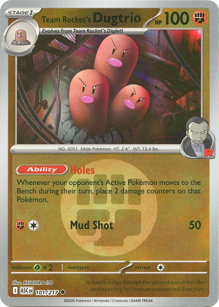 Team Rocket's Dugtrio - 101/217 (Energy Symbol Pattern) (101/217) (ME: Ascended Heroes)