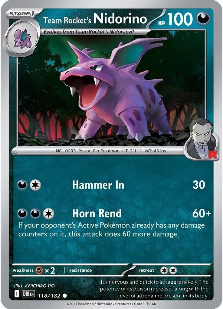 Team Rocket's Nidorino (118/182) (SV10: Destined Rivals)