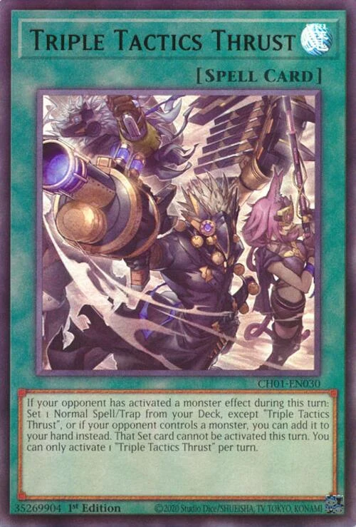 Triple Tactics Thrust (CH01-EN030) (THE CHRONICLES DECK: The Fallen & The Virtuous (All-Foil Edition))