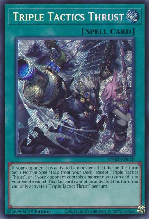 Triple Tactics Thrust (Secret Rare) (CH01-EN030) (THE CHRONICLES DECK: The Fallen & The Virtuous (All-Foil Edition))