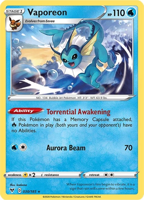 Vaporeon (030/185) (SWSH04: Vivid Voltage)